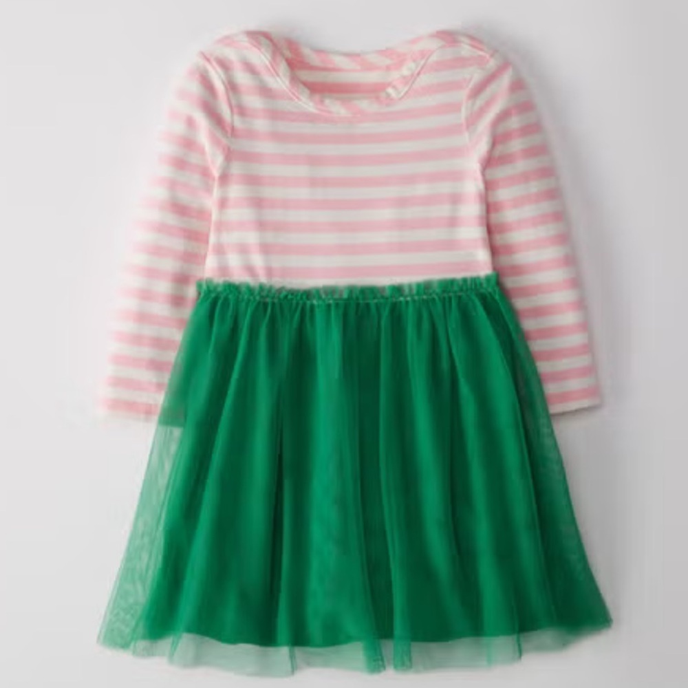 Hanna Andersson Pink/green tulle dress 3T EUC